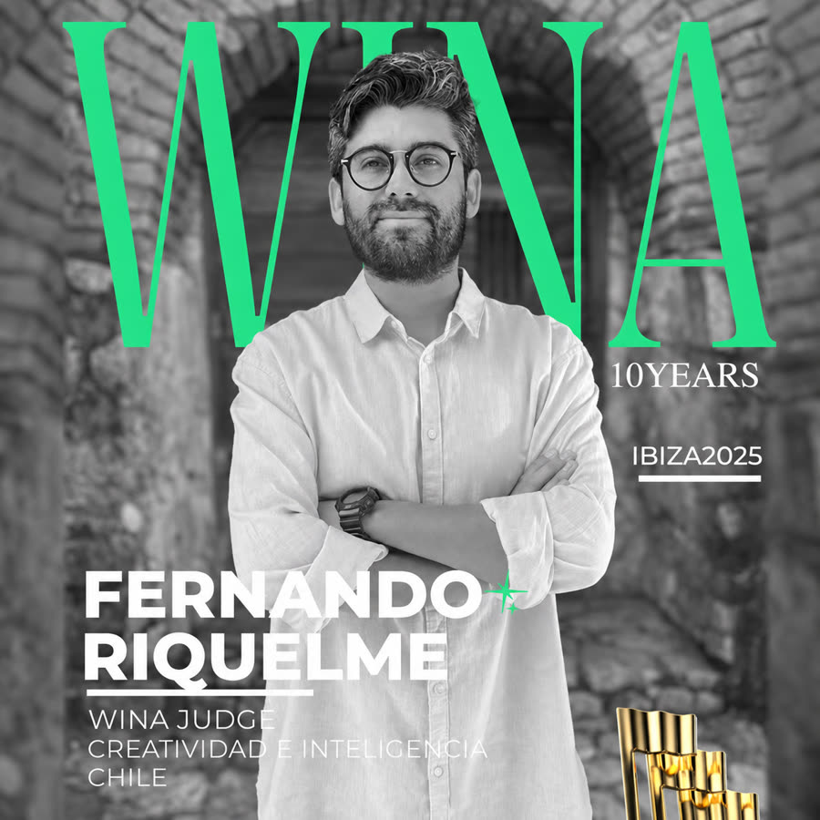 Fernando Riquelme en la portada de WINA Festival, jurado de Creatividad e Inteligencia, Ibiza 2025